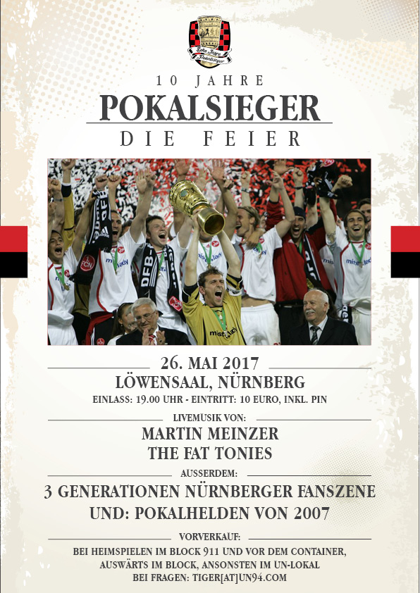 10 Jahre Pokalsieger – Die Feier – Jetzt Ticket sichern!!!